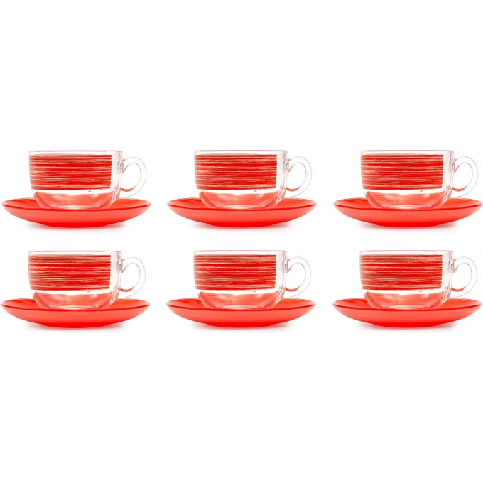 Чайный набор LUMINARC БРАШМАНИЯ РЕД 12 предметов 220 мл P8983