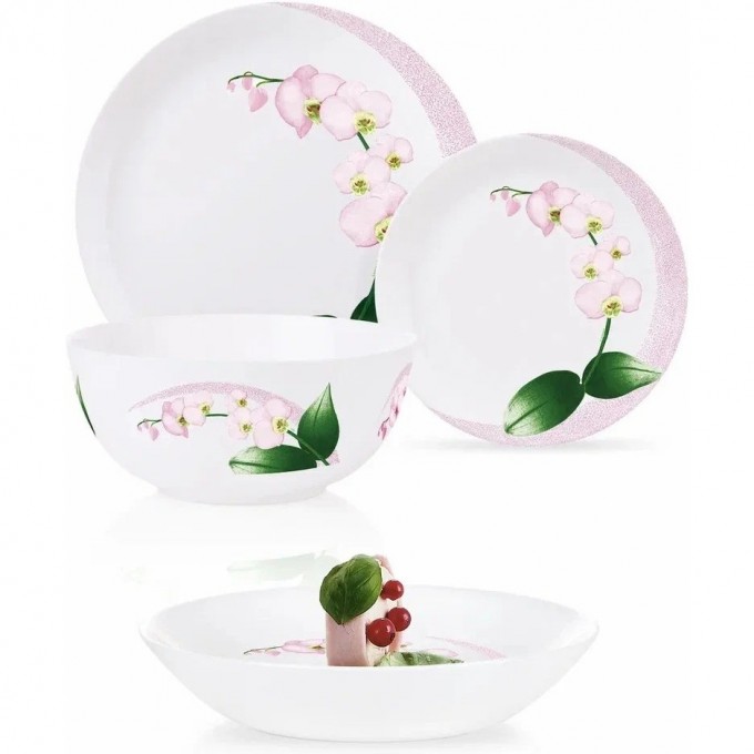 Сервиз LUMINARC PINK ORCHID с салатником, 46 предметов P9939