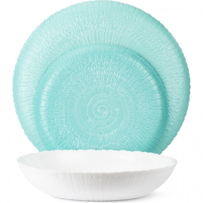 Столовый набор LUMINARC АММОНИТ + стаканы тюркуаз-уайт 16 предметов AMTRWH16
