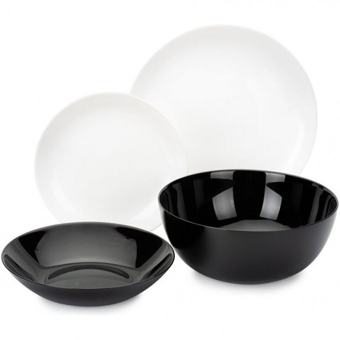 Столовый набор LUMINARC ДИВАЛИ черно-белый 19 предметов P4360