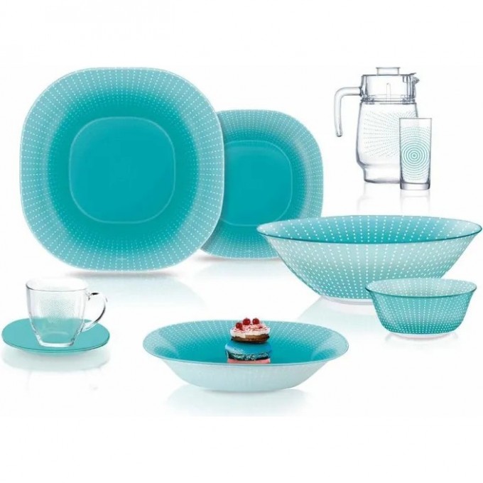 Столовый сервиз LUMINARC CARINE POP ART TURQUOISE (ПОП АРТ ТЮРКУАЗ) 44 предмета V2712