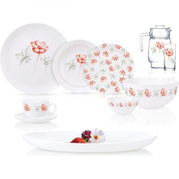 Столовый сервиз LUMINARC DIWALI PETALO GREY (ПЕТАЛО ГРЕЙ) 46 предметов Q7821