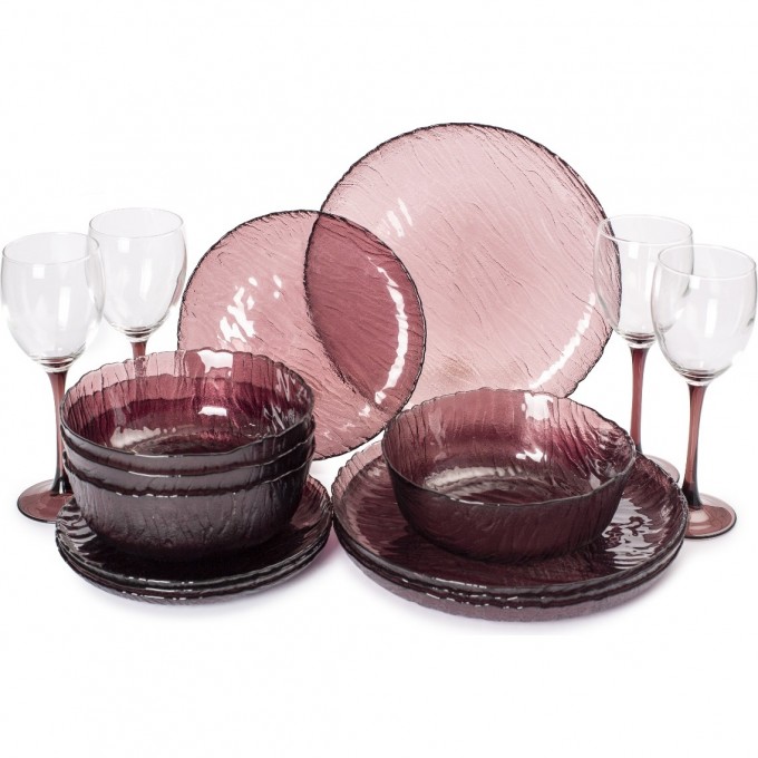 Столовый сервиз LUMINARC VOLKANO (ВУЛКАН ЛИЛАК) 16 предметов + бокалы для вина O0236